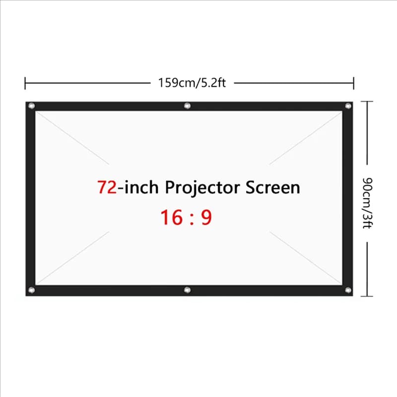 Schermo per proiettore portatile RISEN per home theater esterno HD bianco pieghevole anti-piega (72 pollici)