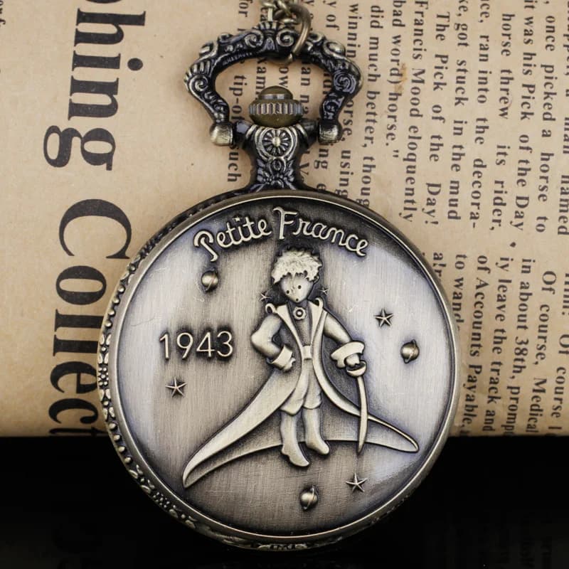 Vintage Prince Quartz Pocket Watch, Bronze Pendant Necklace, Chain, Quartz Watch, Kids Gift, Women and Men
