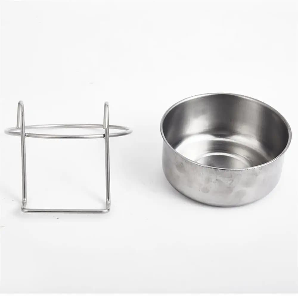 1PC Round Stainless Steel Hanging Pet Bowl Removable Hook Design Dog Cat Food Water Feeder Bowl for Large Small Puppy