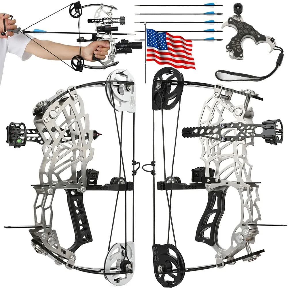 13 Inch Mini Short-Axis Compound Bow Kit 15-32lbs Adjustable Draw Weight Ambidextrous RH LH Design Complete Arrow Set with Laser Sight Lightweight Stainless Steel Limbs for Target Shooting and Small Game Hunting Archery Gear