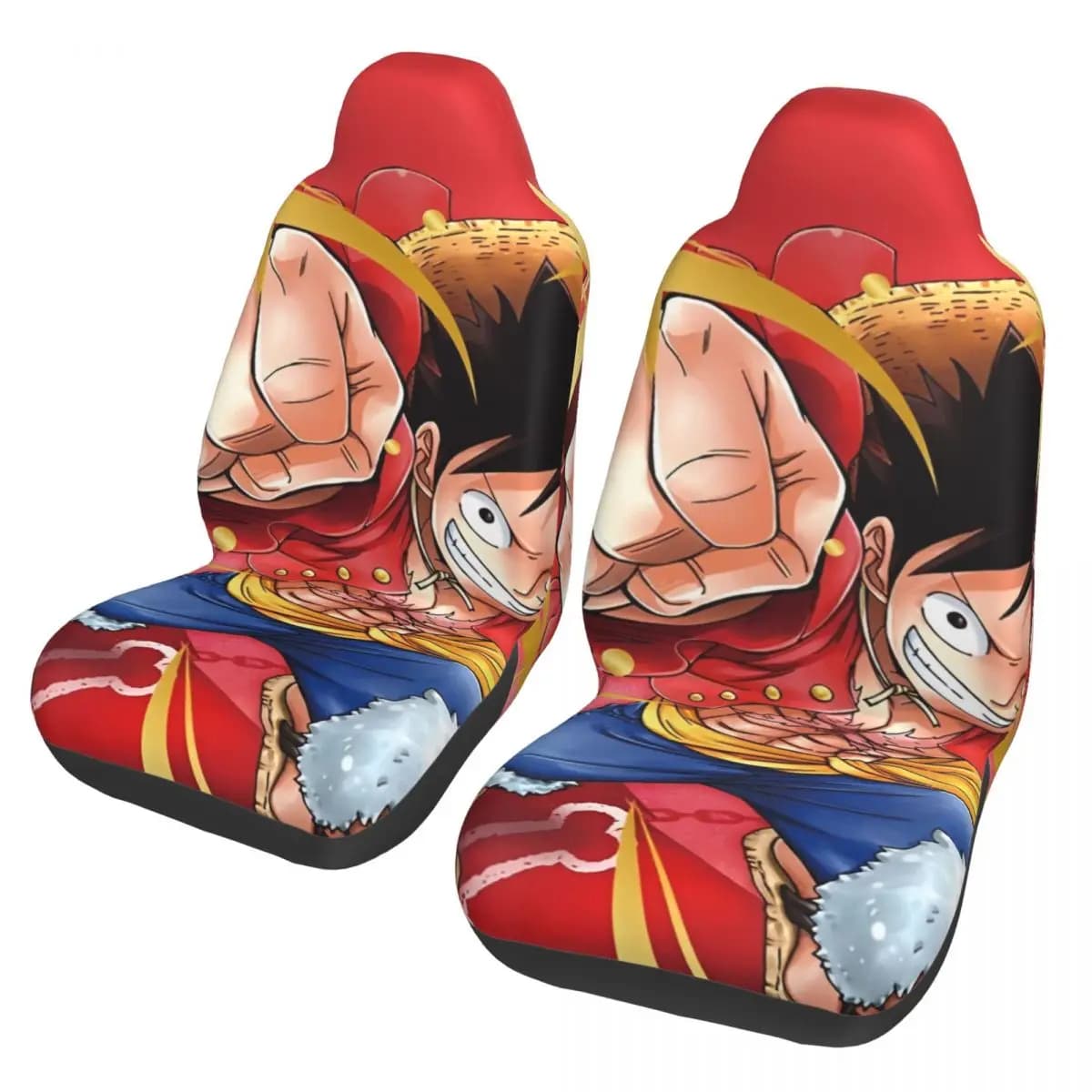 One Piece Luffy Universal Car Seat Cover, suitable for all models, flowered fabric cushion with cartoon design for front and rear seats