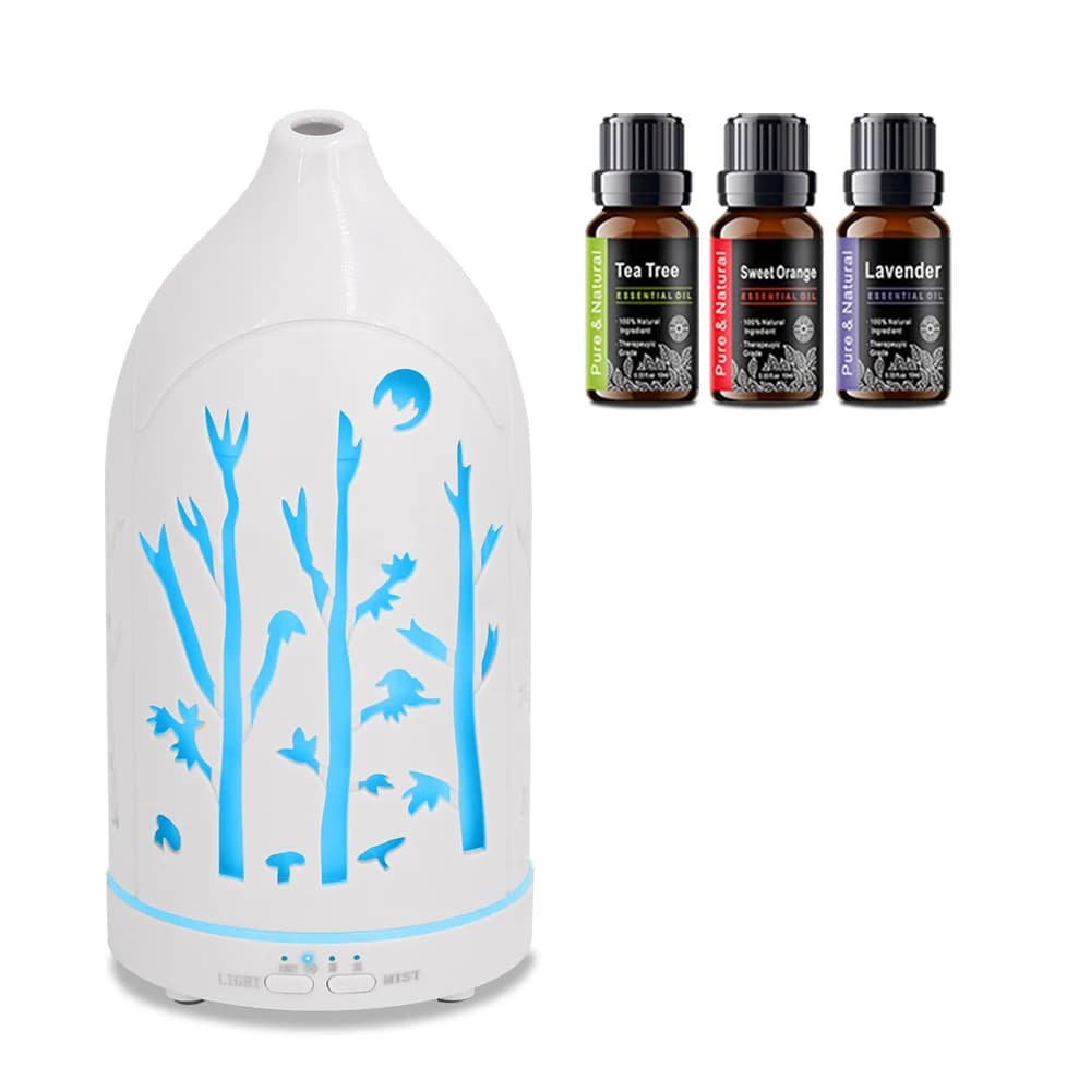Diffusore di aromaterapia ad ultrasuoni con spegnimento automatico, 3 oli essenziali, silenzioso per casa, ufficio e spa