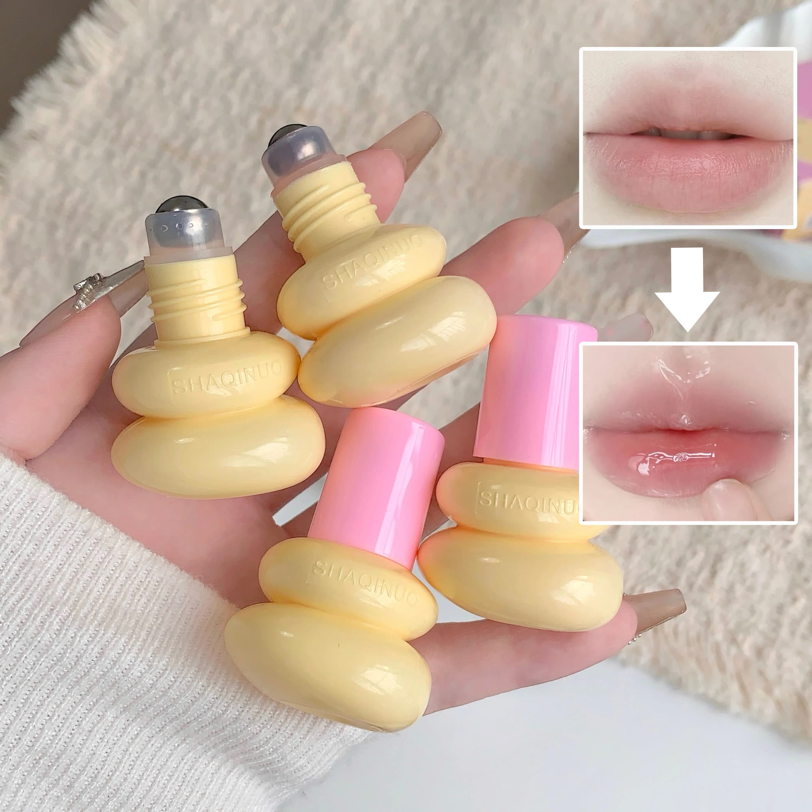 SHAQINUO Roll-on Idratante Olio Essenziale per labbra Balsamo per labbra Lucidalabbra Idratante Ridurre le linee delle labbra Primer Rossetto per labbra Cura delle labbra