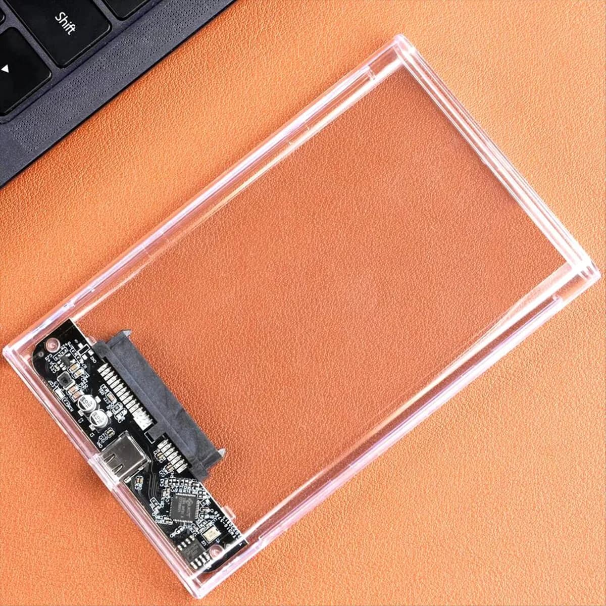 ABAN Custodia HDD SSD da 2,5 pollici SATA a USB 3.1 Tipo C 4TB Custodia per disco rigido esterno trasparente compatibile con laptop UASP SATA III
