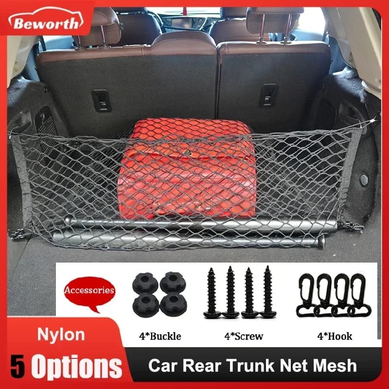 Rete Elastica Universale in Nylon per Bagagliaio Auto, Organizzatore per Carico Posteriore, Portaoggetti per Bagagli e Spesa