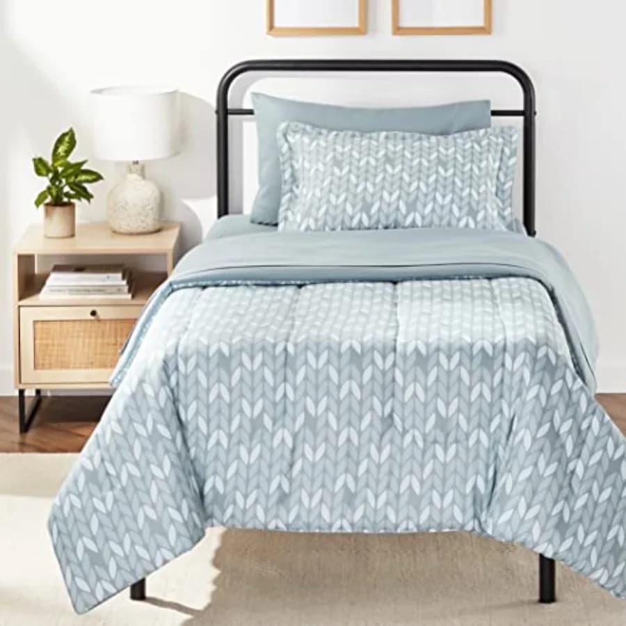 Set Copripiumino con Lenzuola Stampate, Set Biancheria da Letto 5 Pezzi Tutto in Uno