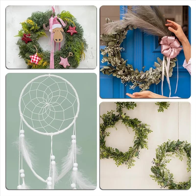 N96R Dream Catcher Rings, Black Metal Circles, 16 Pcs Metal Hoops For Crafts, Floral Macrame Hoop For DIY Projects