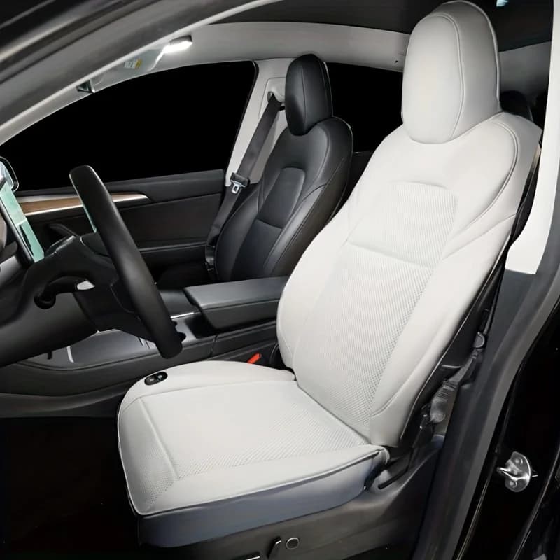 1PC per Tesla Model 3 Y cuscino di ventilazione per auto coprisedile in seta di ghiaccio traspirante con modifica della ventola, fresco e traspirante, lungo