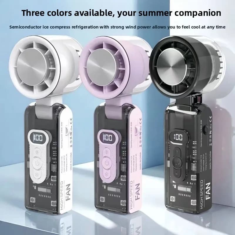 Nuovo piccolo ventilatore portatile con batteria a lunga durata, pacchetto di ghiaccio, mini ventilatore elettrico da tavolo piccolo, dispositivo di raffreddamento portatile per studenti all'aperto