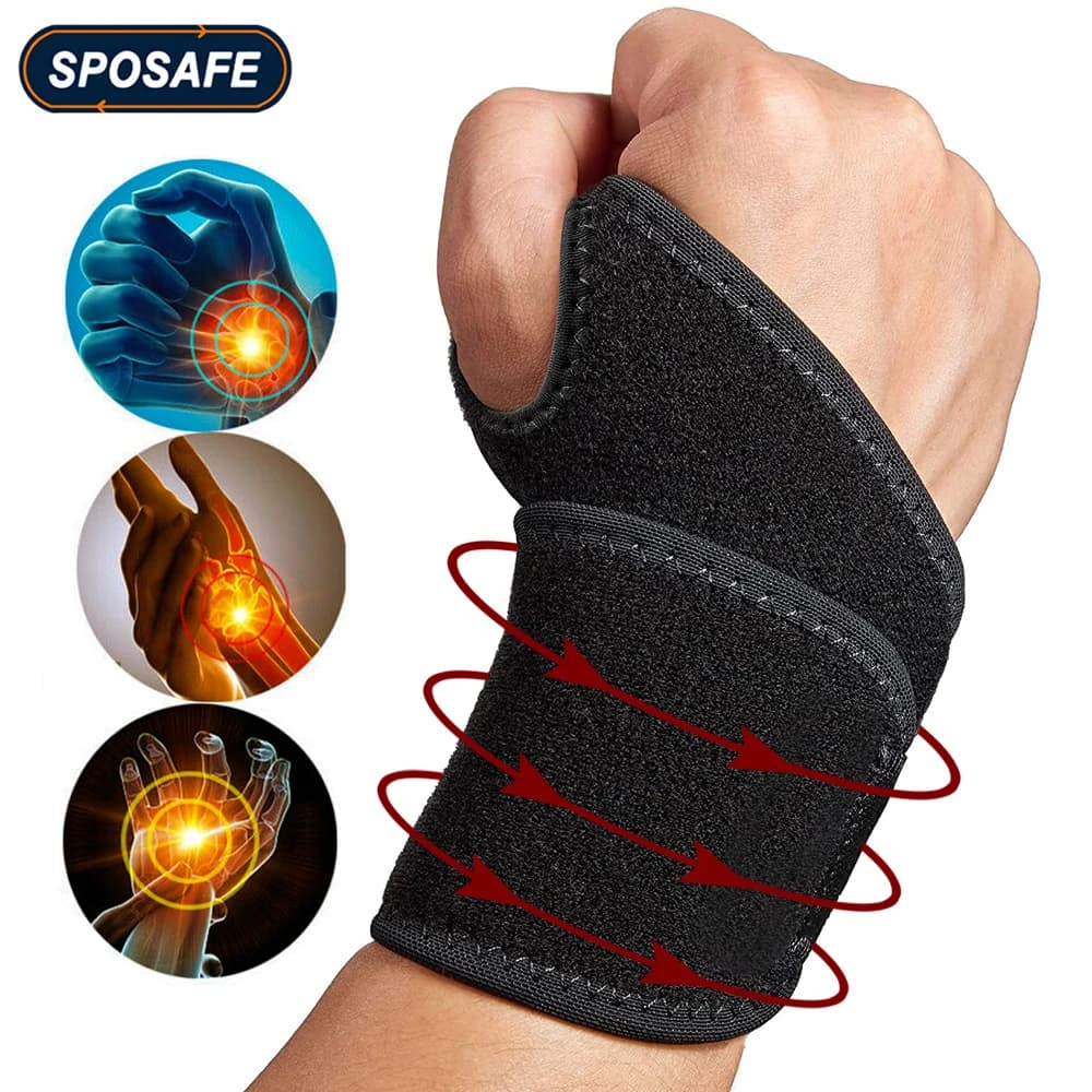 Tutore di supporto per polso elastico per compressione da polso regolabile sportivo per artrite e tendinite del tunnel carpale, sollievo dal dolore alle mani