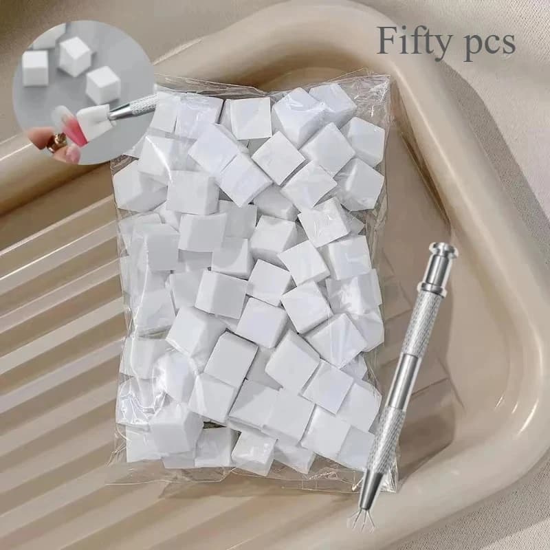 50/100/200Pcs Square Nail Art Sponge Set Gradient Nail Brushes Gel Polish Design Nail Sponge Grab Pen Manicure Supplies