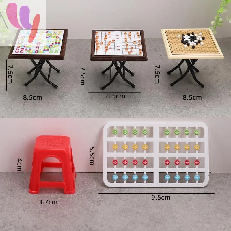 Hot Sale 1 Set Dollhouse Mini Gomoku Chess Toy Simulation Miniature Flying Chess Model Doll House Accessories Desktop Decoration