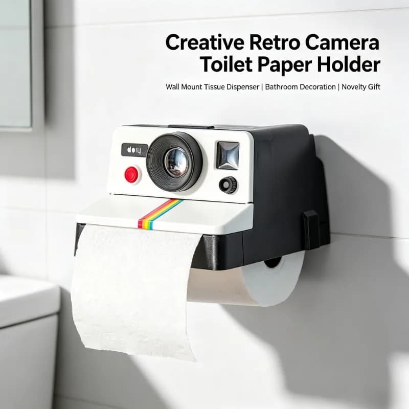 Creative Retro Camera Toilet Paper Holder Box Wall Mount Tissue Dispenser Bathroom Decoration Novelty Gift