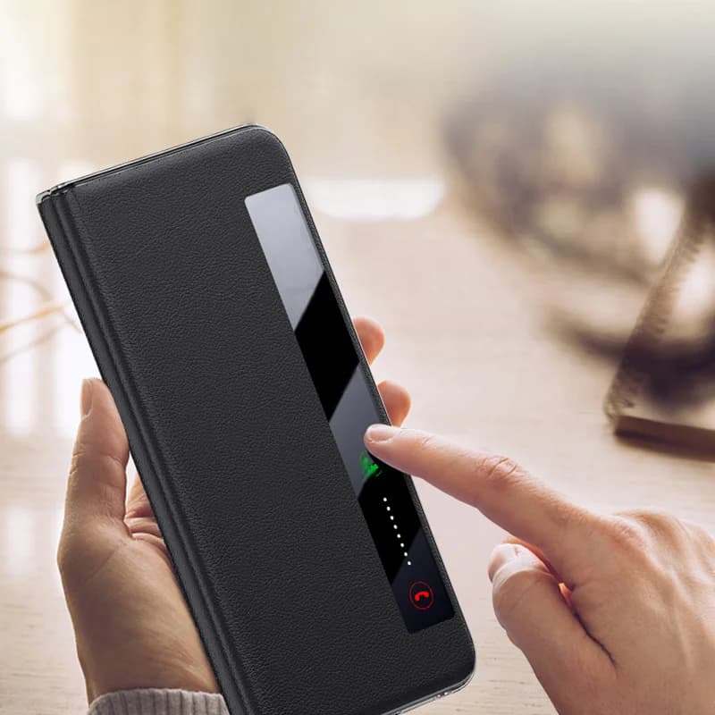 For vivo x fold 6 phone case flip-style smart leather cover with lens stand, drop-resistant business protective case