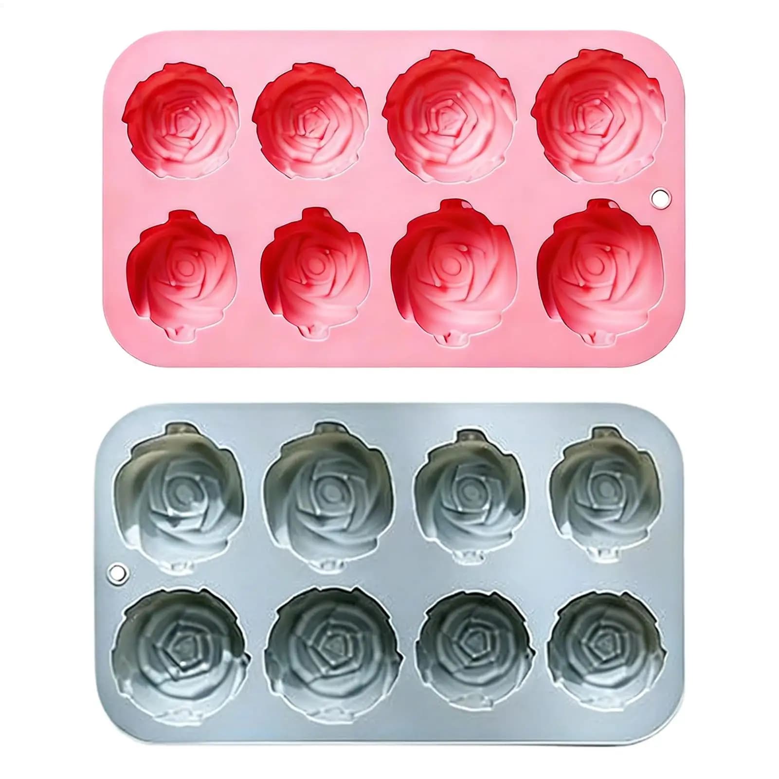 Stampi in Silicone a Forma di Rosa con 8 Fori, per Sapone Artigianale, Candele, Torte, Cioccolato, Utensili per Pasticceria e Cubetti di Ghiaccio