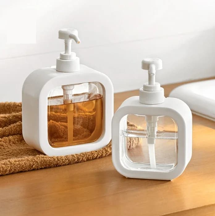 Dispenser di Sapone per Bagno da 300/500ml, Contenitore Ricaricabile per Lozione, Shampoo, Gel Doccia, Dispenser Portatile da Viaggio, Flacone Vuoto con Pompa per Bagno