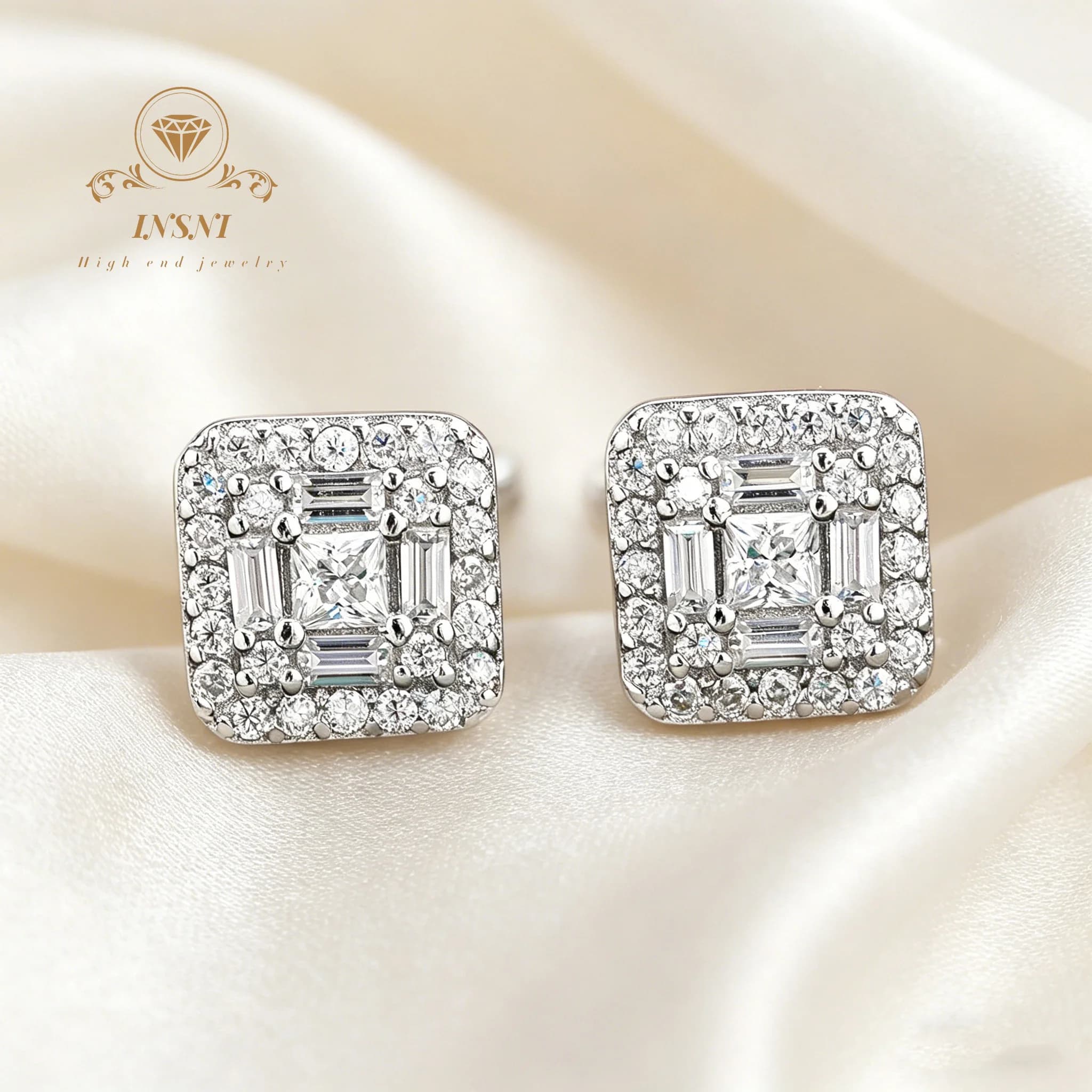 Orecchini Hip Hop Popolari in Argento Sterling S925 con Moissanite, a Forma di Romboidale Quadrato, Gioielli per Uomo e Donna