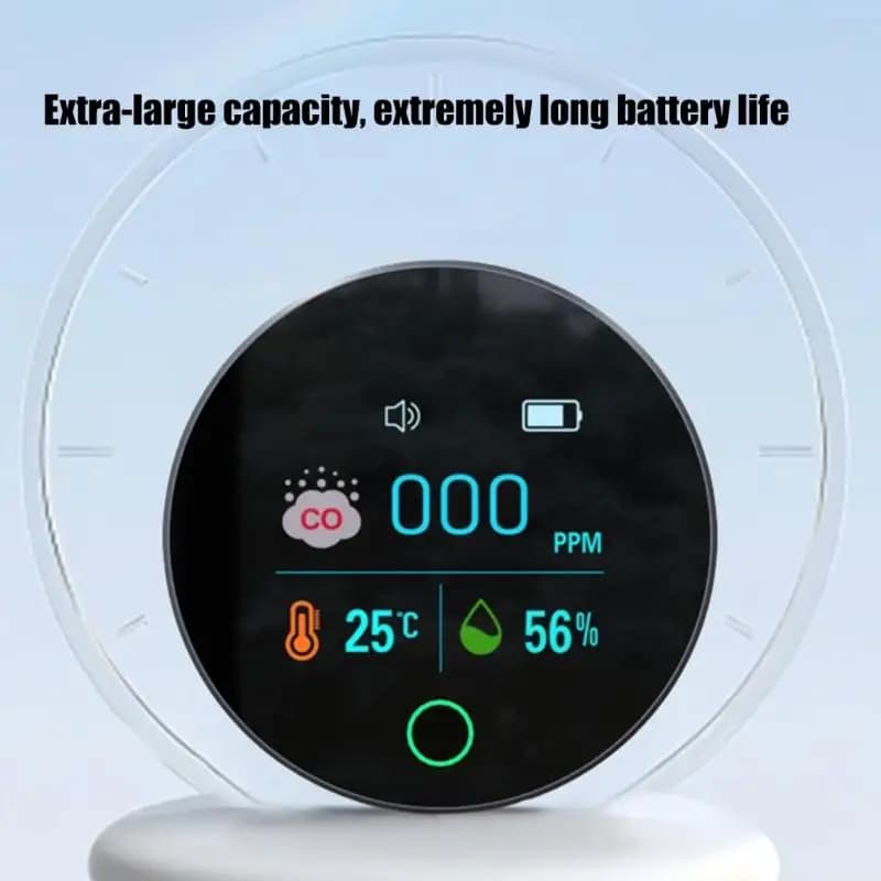 A2BE Easy Carry Carbon Monoxide Alarm with Digital Display Small Circular Gas Detectors for Kitchen Outdoor Travel Safety