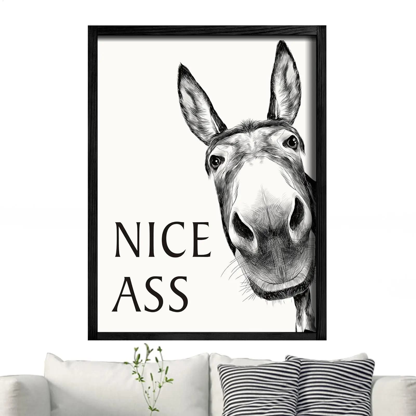 Poster con Animali Astratti Divertenti, Asini, Stampa Artistica con Citazioni, Quadri su Tela per Arredamento Casa e Bagno
