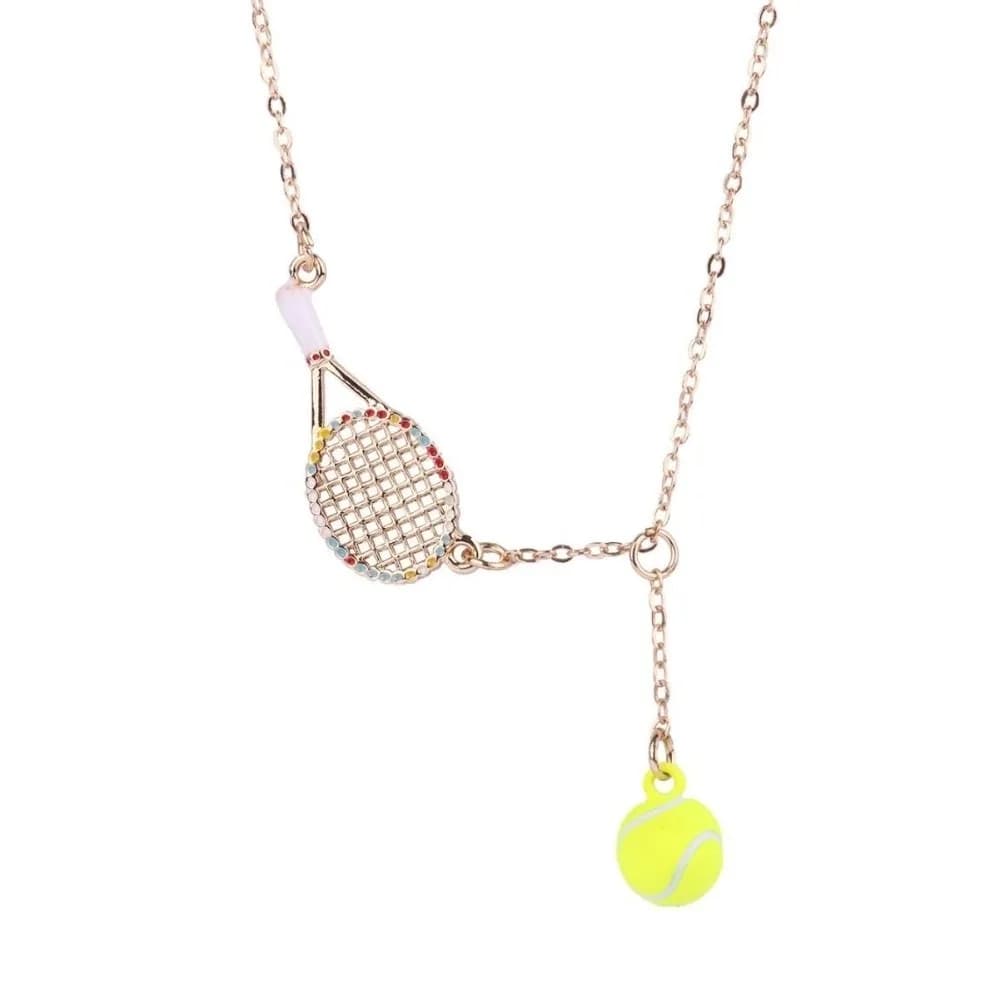 Openwork Design Tennis Racket Necklace Tarnish Free Waterproof Racket Pendant Necklace Sport Necklace For Women