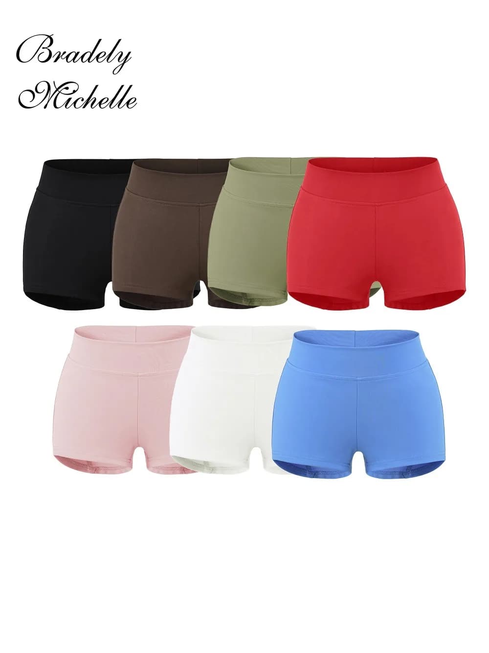 Women's High Waist Yoga Leggings Shorts Solid Color Tight Biker Shorts Push Up Booty Lifting Fitness Workout Pants