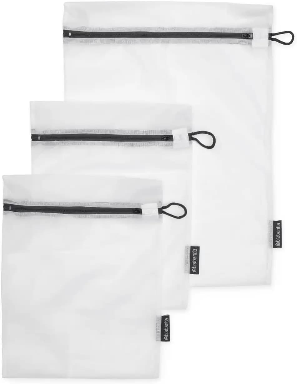 Set of 3 Net Bags with Delicate Linen Zipper, Socks, Bras - Medium Travel Organizer Bags and Small Sizes