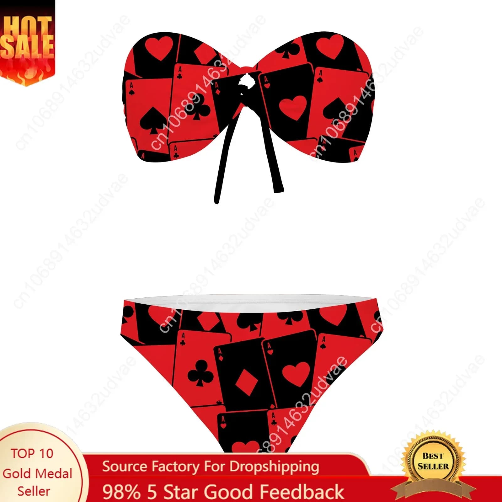 Playing Cards Strapless Swimsuit Womens Bathing Suits Personalized Fashion Swimwear Pool Party Sexy Bikini Customize Beachwear