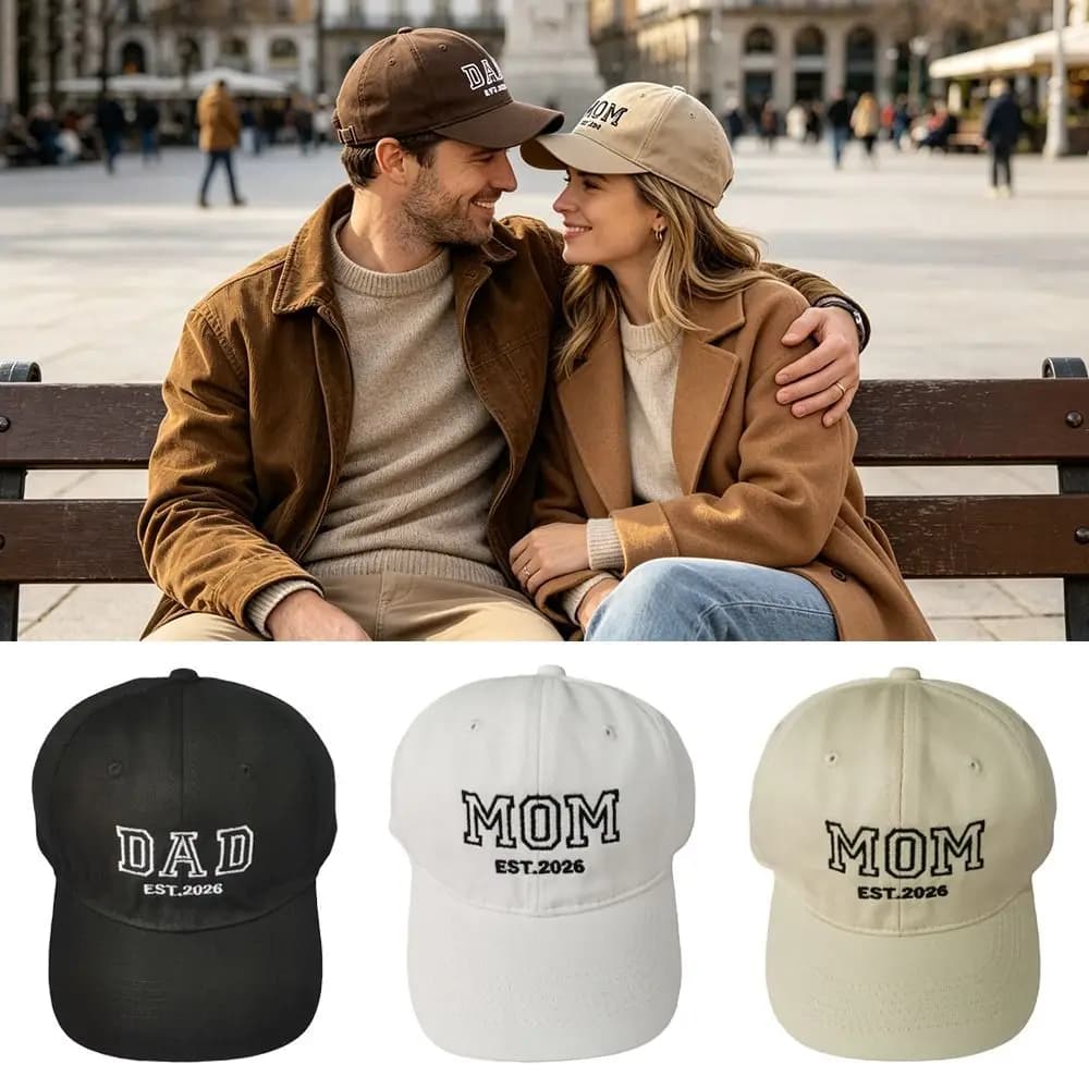Cappellini da Baseball Vintage con Ricamo 'DAD' e 'MOM', Visiere Regolabili, Cappelli Hiphop Protettivi dal Sole per Uomo e Donna