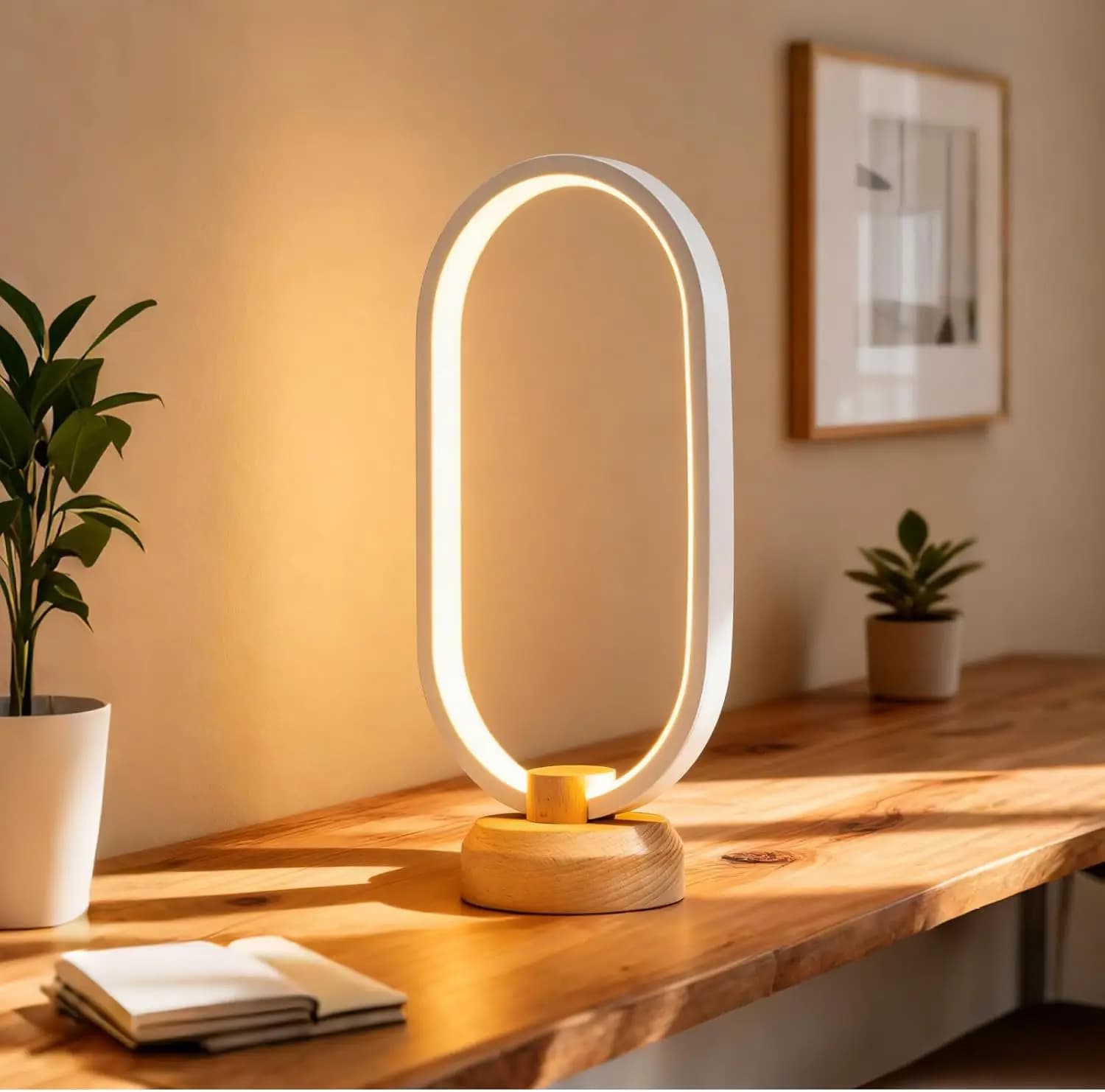 Modern LED desk lamp, dimmable wooden table lamp for bedroom, creative night light and home decorations