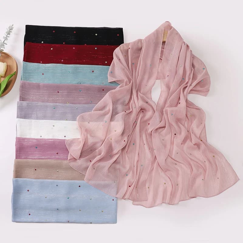 Hijab in Chiffon for Muslim Women, Square Scarf Tinta Unita, Scaralle, Hijab in Jersey, Islamic Turban, Hairband 175*70Cm