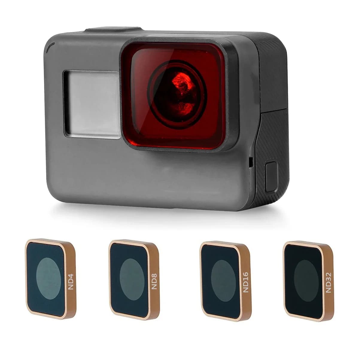 Neutral Density ND4 ND8 ND16 Filters Action Camera Lens Protector Filter Set For GoPro Hero 5 Hero 6 Hero 7 ( Gold/Black)