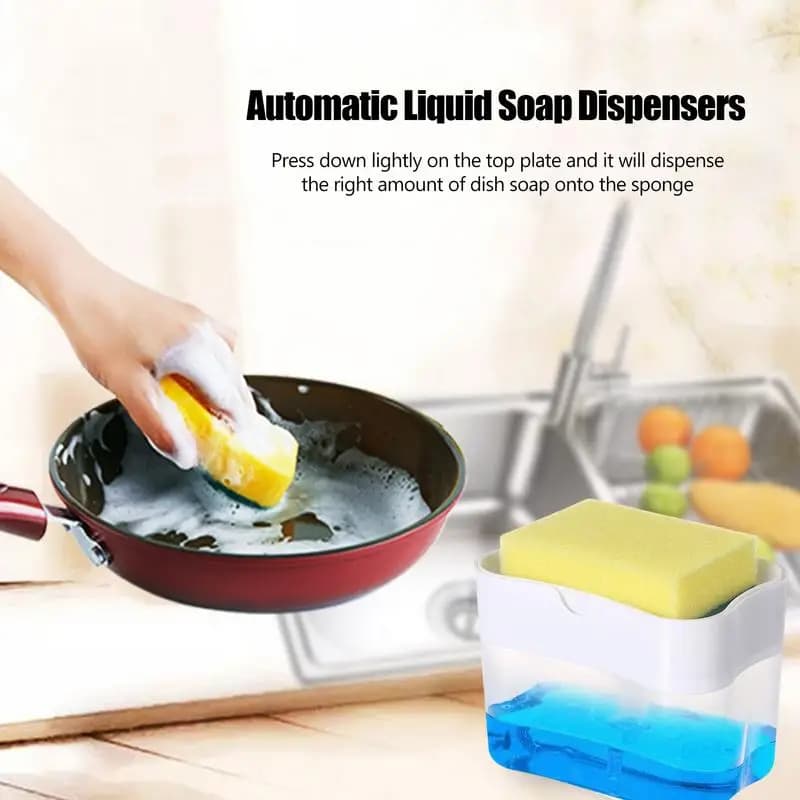 Dispenser di sapone da cucina Dispenser di sapone liquido per cucina Porta spugna 2 in 1 Lavello per piatti Dispenser di sapone da appoggio
