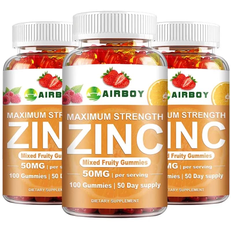 Zinc Rubber - Supplement for the immune system, vitamin for skin, hair and nails, respiratory health, cell regeneration