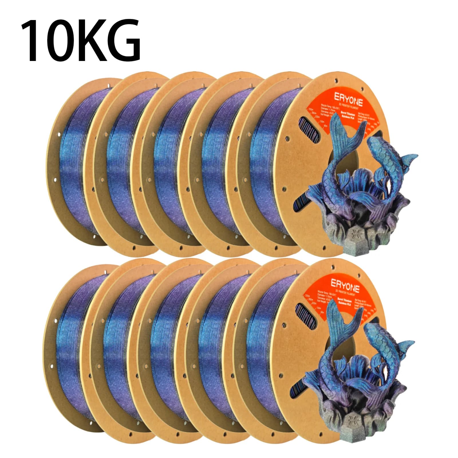 ERYONE Burnt Titanium Rainbow PLA Filament 1.75mm +/-0.03mm Fast Printing for 3D Printer High-Quality 3D Printer Filament