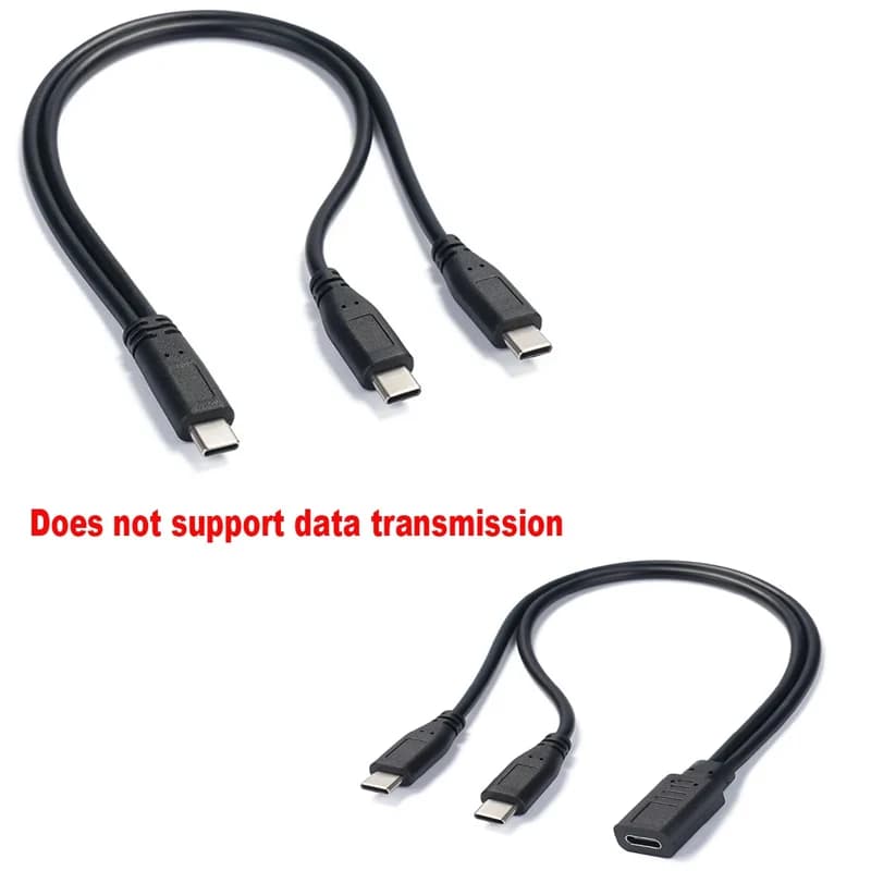 Cavo USB tipo C Y Splitter 1 femmina a 2 maschi Cavo di prolunga PC Telefono Tablet 15W 3A Cavo adattatore di alimentazione Linea convertitore di ricarica