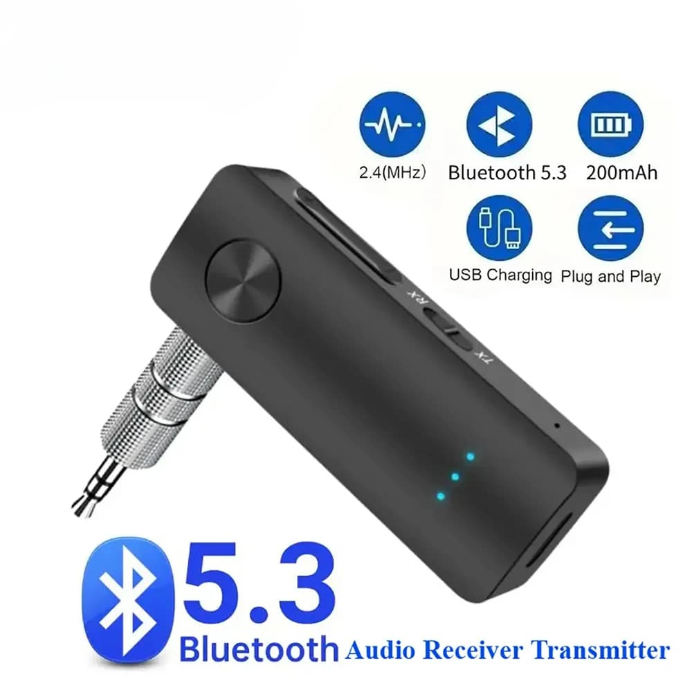 Adattatore Ricevitore/Trasmettitore Bluetooth 5.3 AUX 2 in 1 per TV/PC/Auto, Ricevitore Audio per Altoparlanti Auto, Cuffie Vivavoce