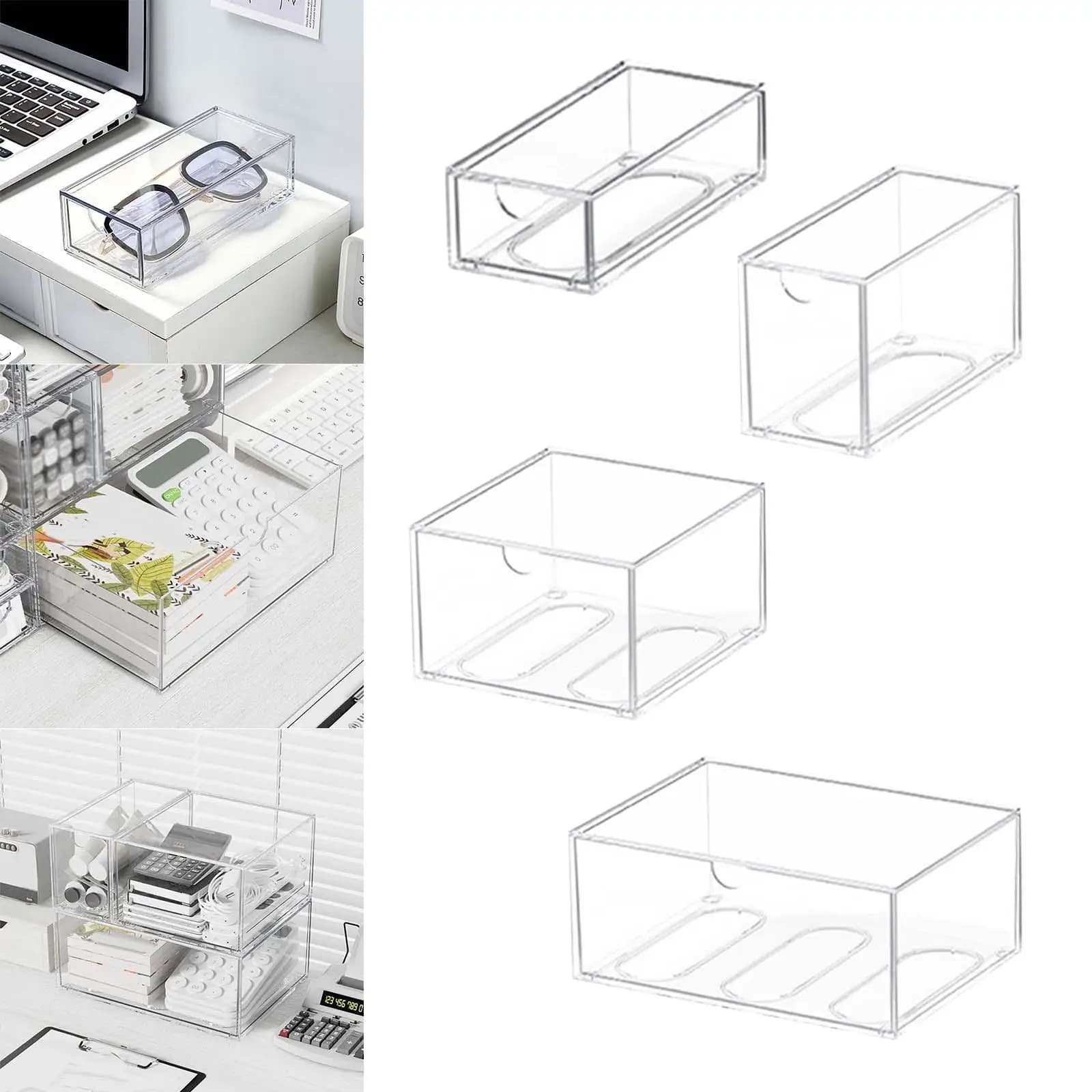 Stackable Acrylic Drawer Organizer,Clear Stackable Storage Bin, Storage Drawer