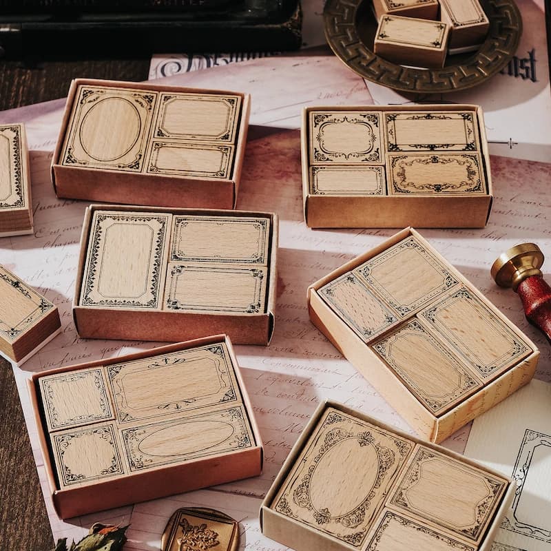 Vintage European Frame Stamps Set Hobby Craft Supplies Rubber Background Stamp for Scrapbooking Card Making Junk Journal Use