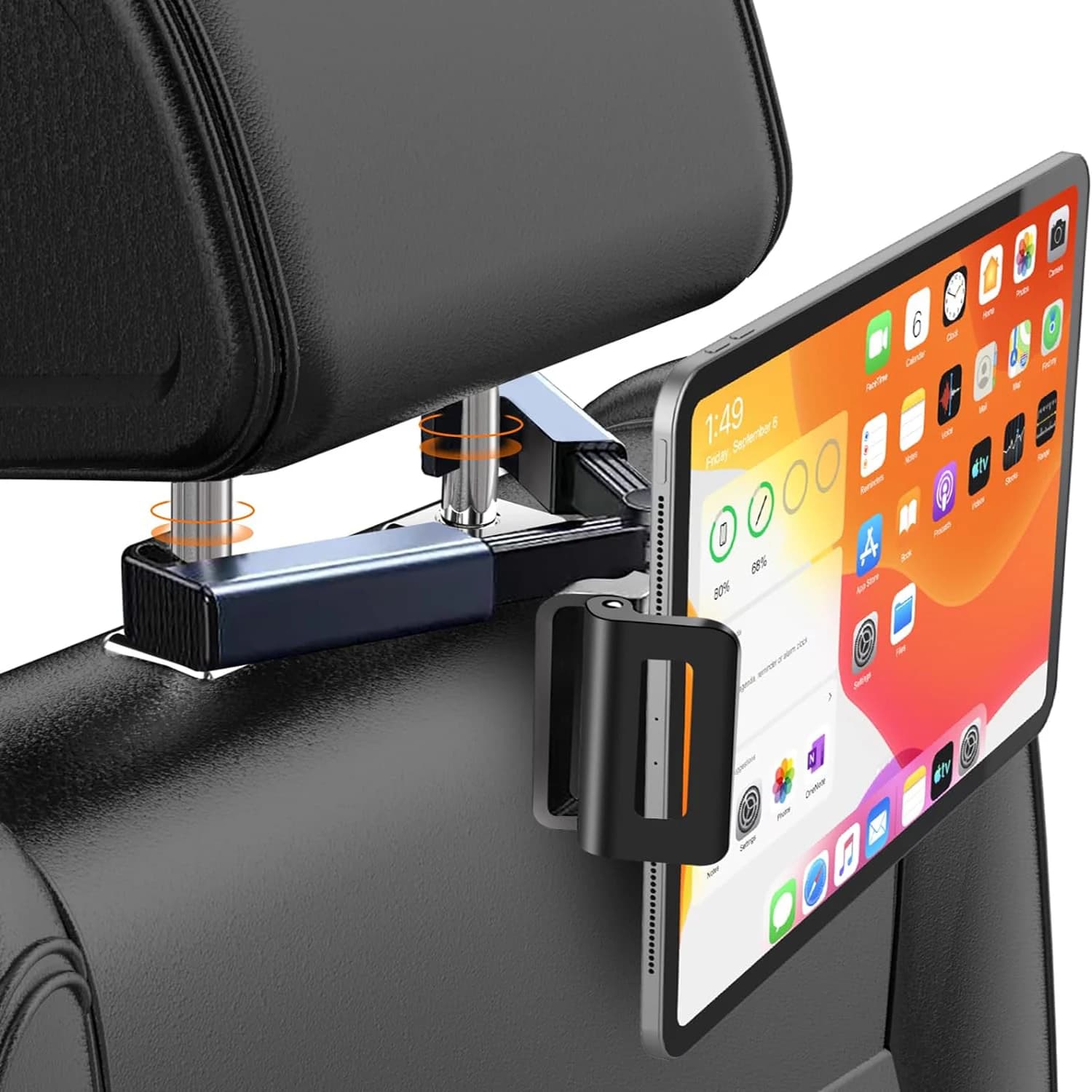 360 ° Supporto Girevole Impermeabile per Poggiatesta Auto - Porta Telefono e Tablet Universale per Schermi da 4.7-13 Pollici, Facile da Installare con Fissaggio Sicuro