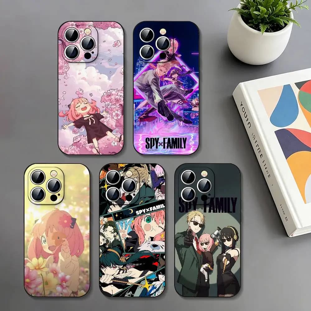 Anime S-SPYxFAMILY Slim Black Shockproof Phone Case For IPhone 17 16 15 14 13 12 11 X XR XS Max Pro Max Plus Mini