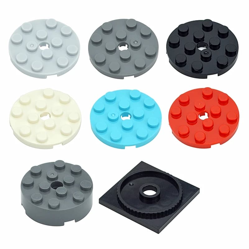 MOC DIY 87081 60474 Plate Round 4x4 With Pin Hole For Building Blocks 61485 4*4 Turntable Base Parts DIY Educational Parts Toys