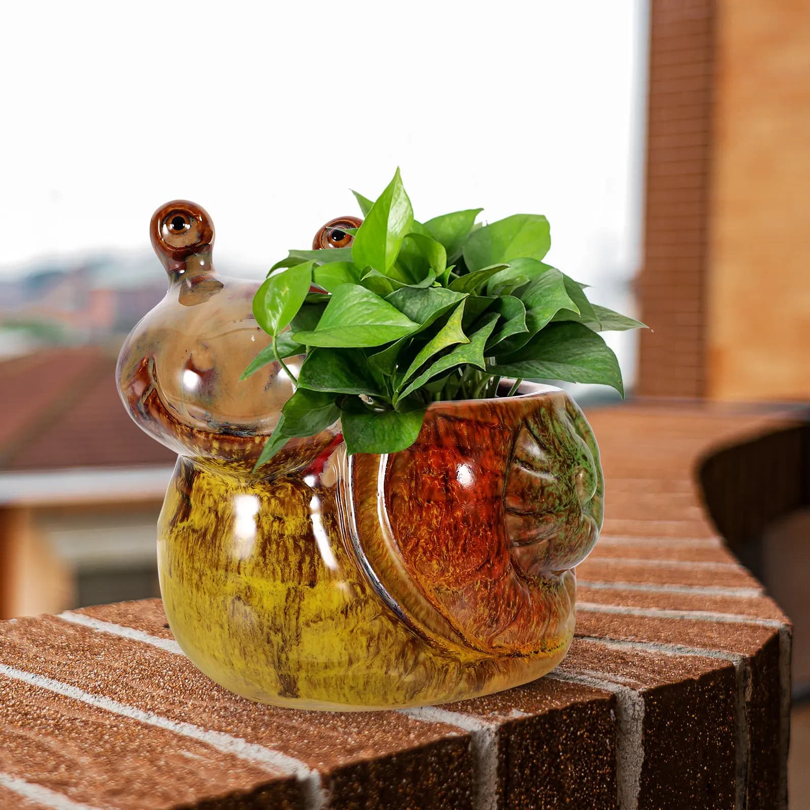 1Pcs Snail Flowerpot Resin Cartoon Decorative Indoor Succulent Pot Balcony Plant Container Ornament Snail Flowerpot