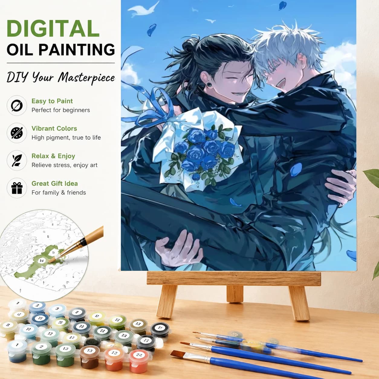 Painting By Numbers Anime Themed Adult Oil Kit DIY Acrylic Paint Canva Artwork Canva Art Gift Home Decoration