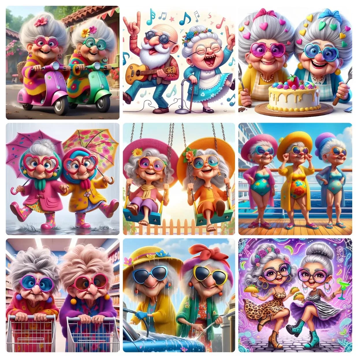 Paint By Numbers Hip Granny Kit Pre Drawn Canvas Acrylic Paint Set Stress Relief DIY Wall Decor Gift