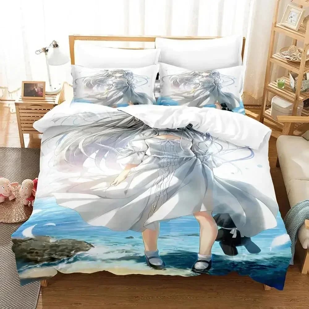Set di biancheria da letto Anime Yosuga no Sora Kasugano, copripiumino stampato, federa, set di dimensioni singole, doppie, queen, super king