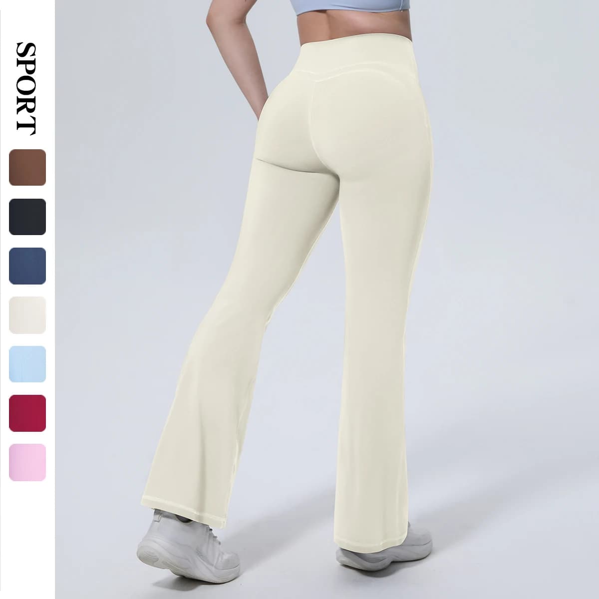 High Waisted Peach Butt Yoga Pants Summer Fitness Sports Gym Running Solid Color High Stretch Bell-bottoms Woman Wide Leg Pants