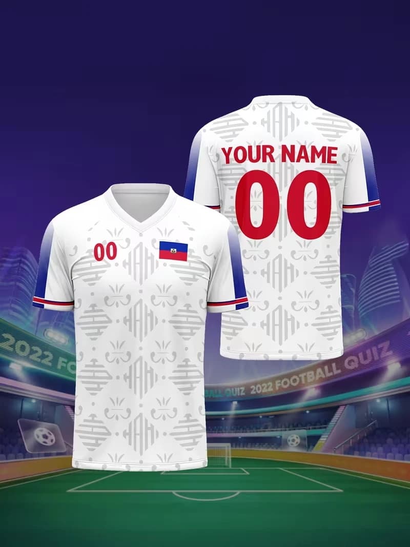 Maglia da calcio Haiti Maillot Nuovo nome personalizzato gratuito fai da te Numero bandiera haitiana Magliette sportive stampate in 3D Magliette casual da uomo