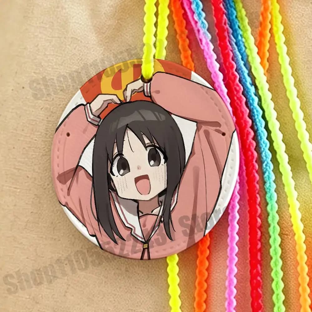 A-Azumanga Daioh Cartoon Leather Luggage Tag Suitcase Label Baggage Boarding Bag Name ID Address Holder For Travel