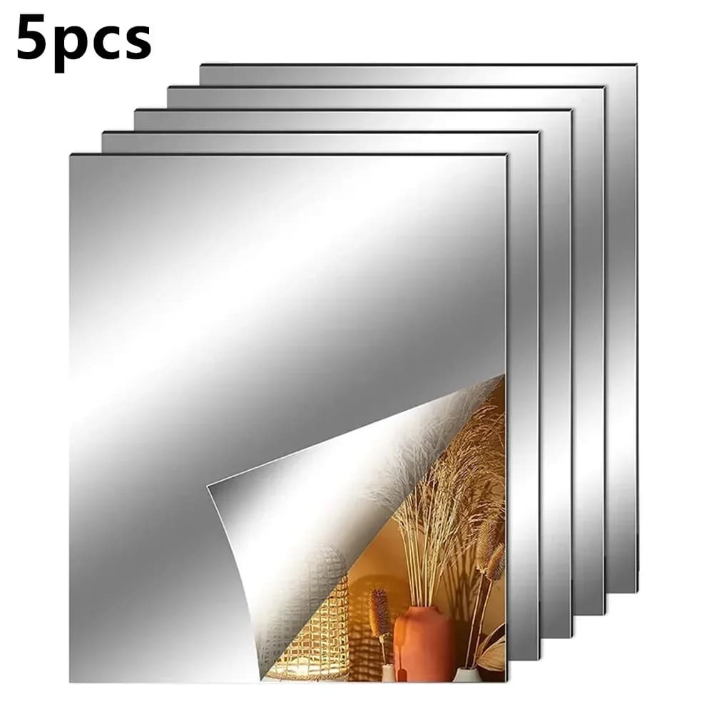 5 pezzi piastrelle per specchio acrilico autoadesivo fogli di specchio in plastica flessibile adesivi murali 2 mm di spessore arredamento per il bagno 15 * 15 cm 20 * 20 cm