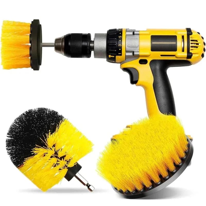 Set of 3 Electric Brushes for Trapano, Plastic Roller Brush Kit for Cleaning Carpets, Glasses, Pneumatic Cars, Nylon Brushes